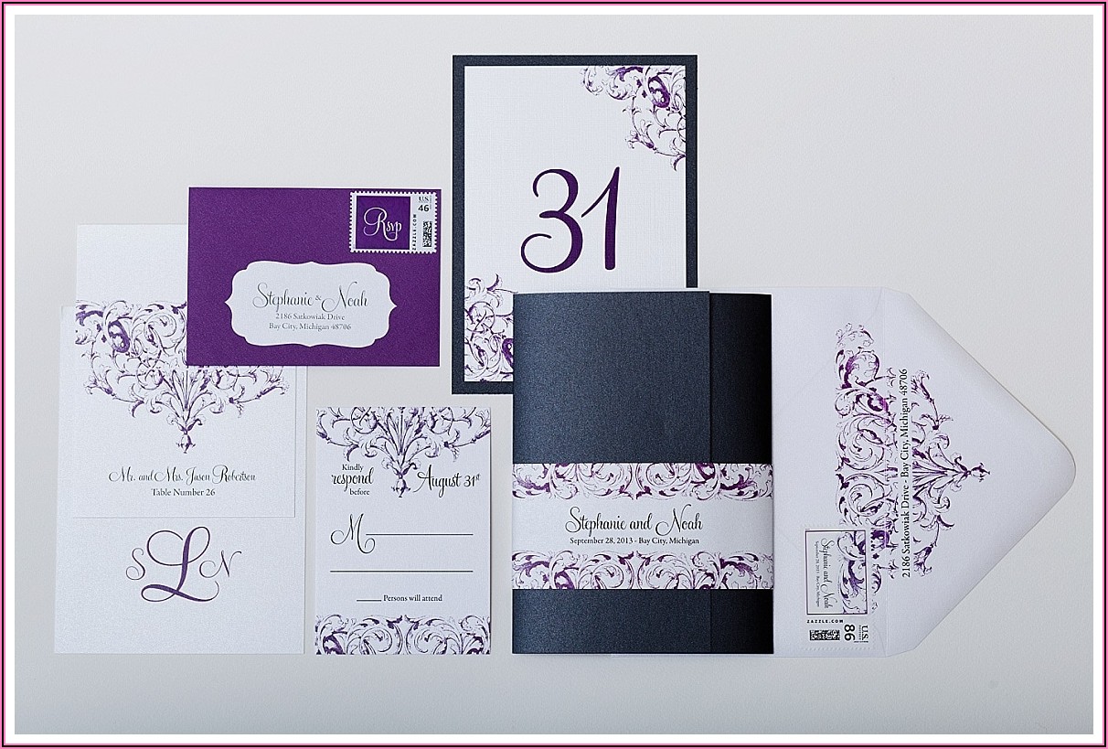 Purple And White Invitations
