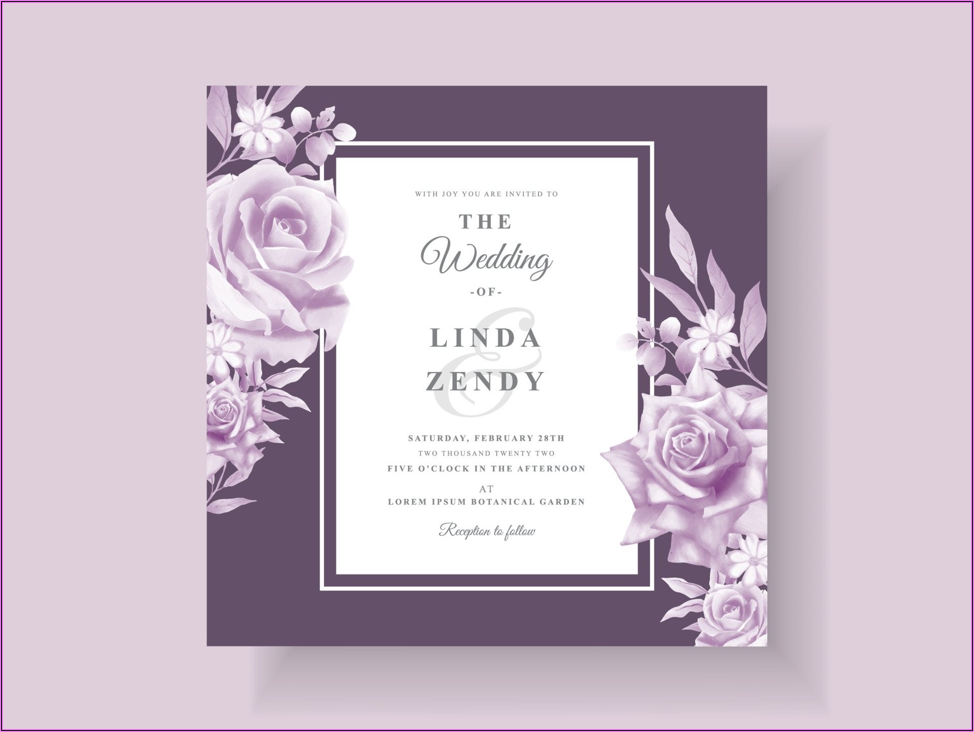 Purple Floral Invitation Template