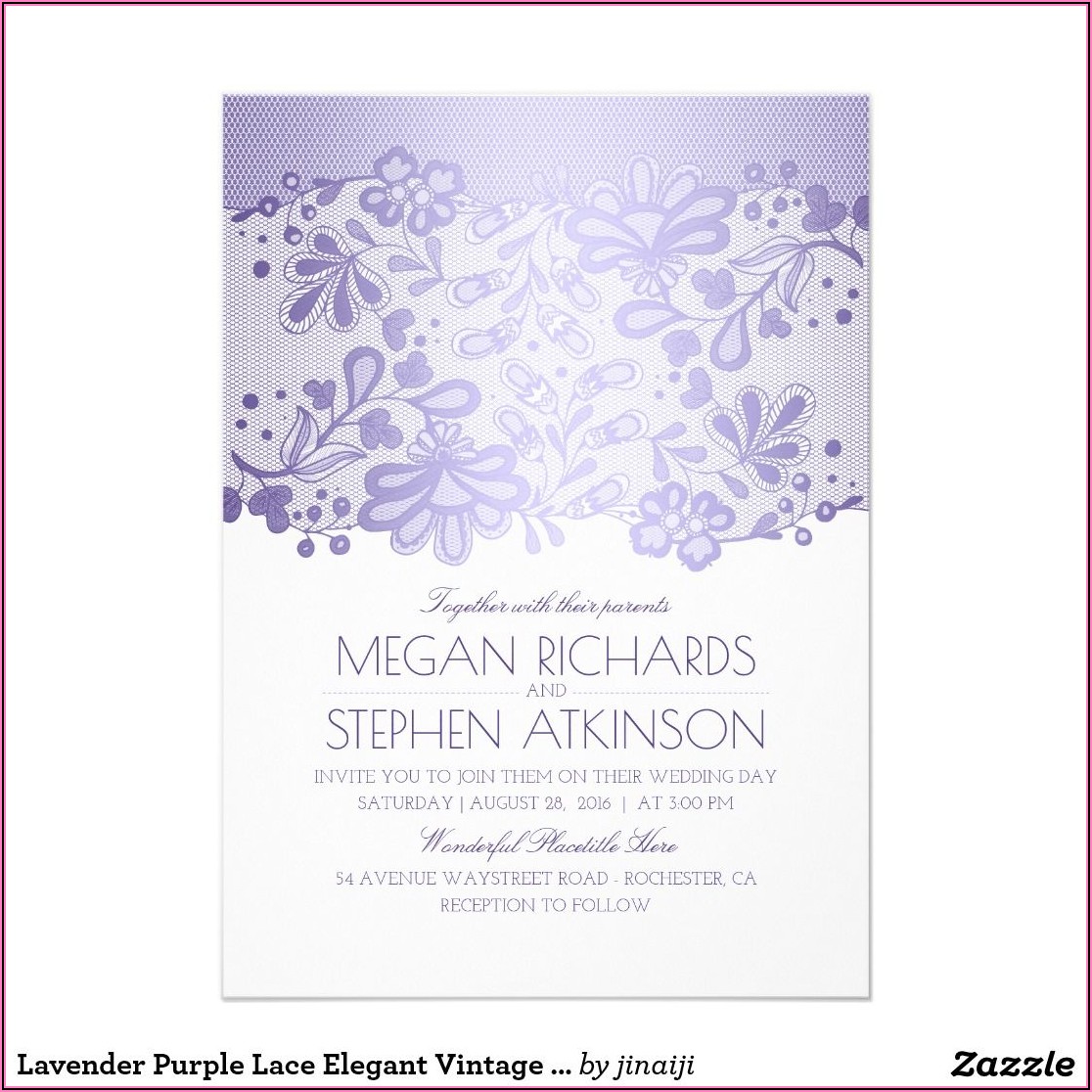 Purple Vintage Lace Wedding Invitation