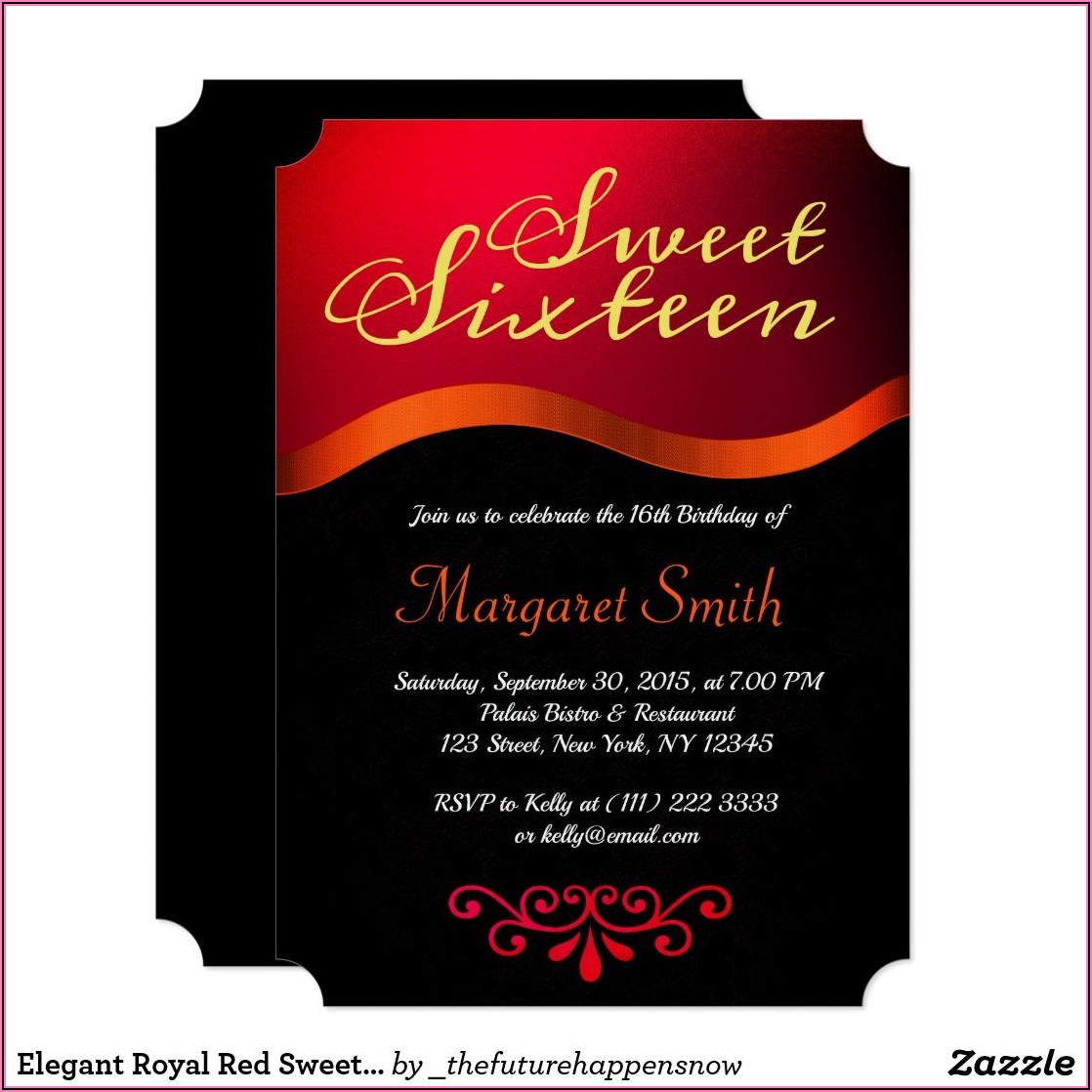 Red Sweet 16 Party Invite