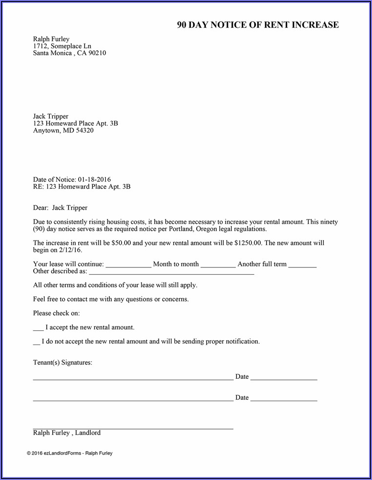 Sample 90 Day Notice To Vacate Form