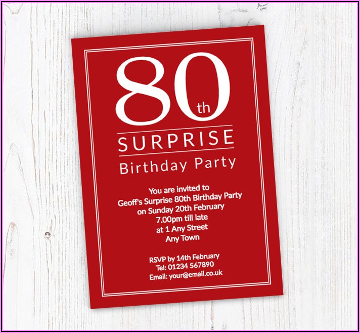 Surprise 80th Birthday Party Invitations