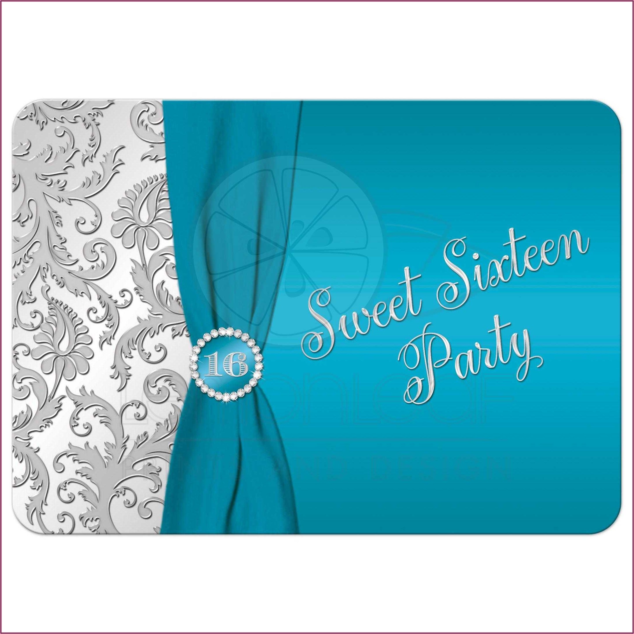 Sweet 16 Invitations Teal And Silver
