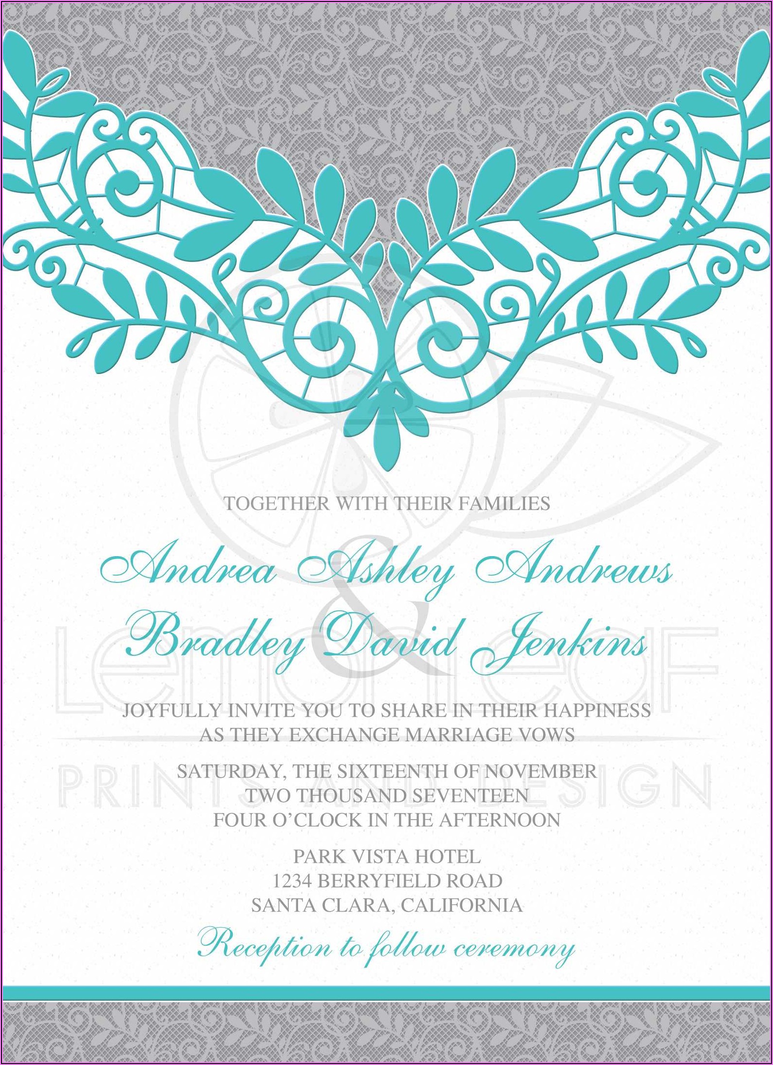 Turquoise Wedding Invitation Background