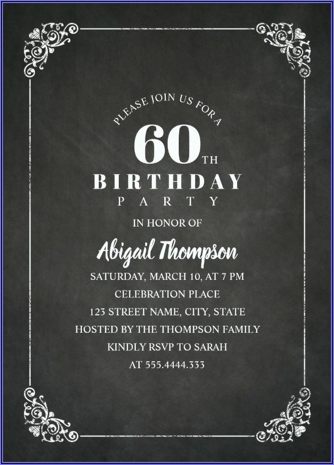 60th Birthday Evite Invitations