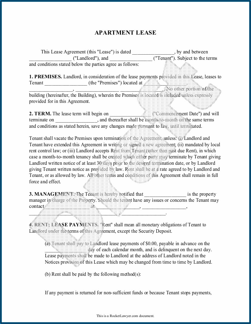 Apartment Lease Agreement Sample