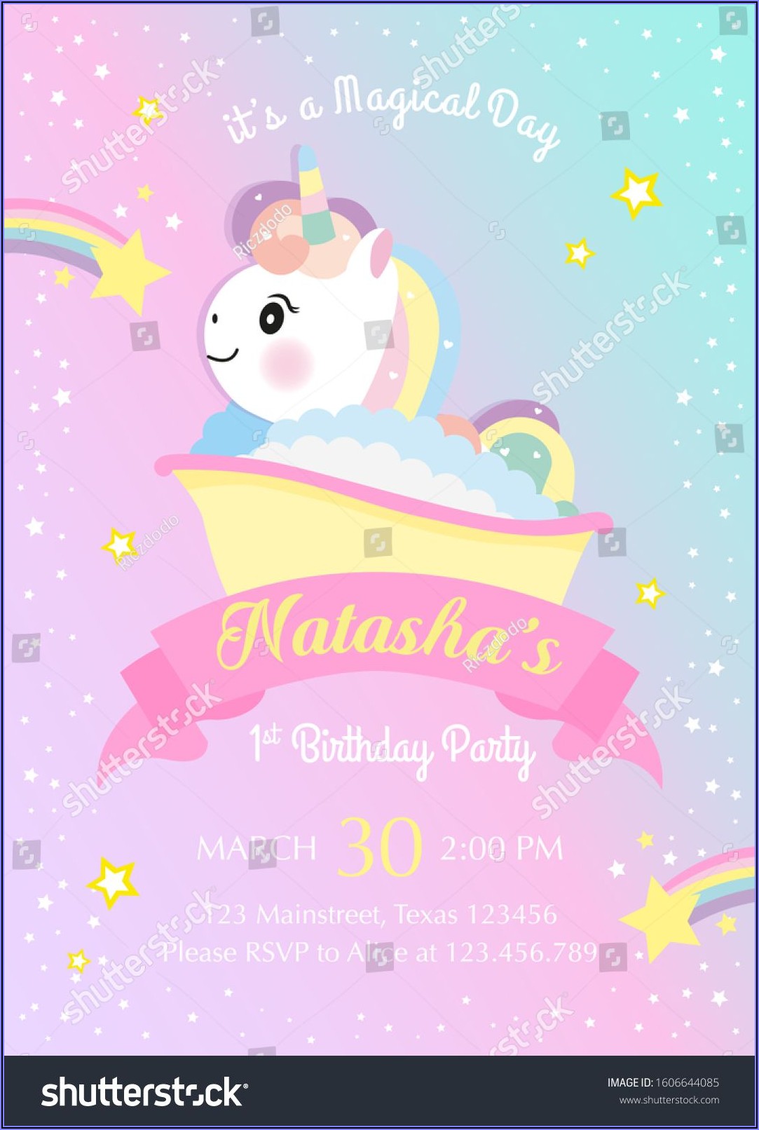 Baby Girl Birthday Invitation Card Template