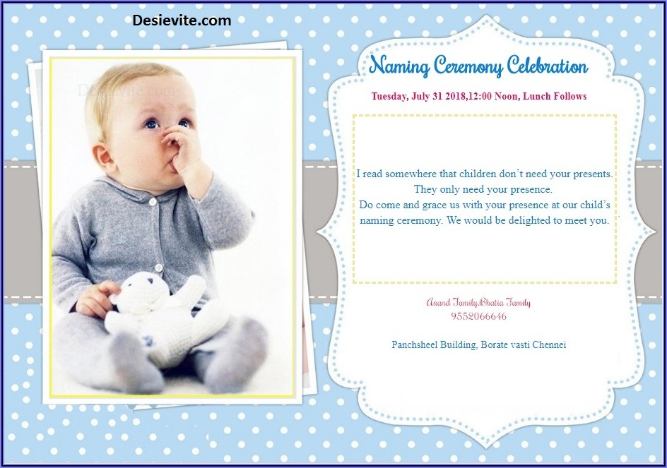Baby Naming Ceremony Invitation Wording
