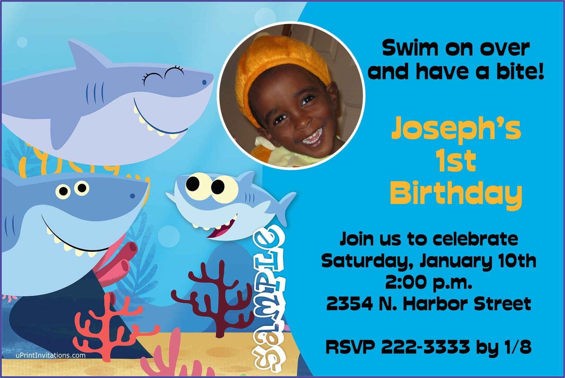 Baby Shark Birthday Invitation Wording