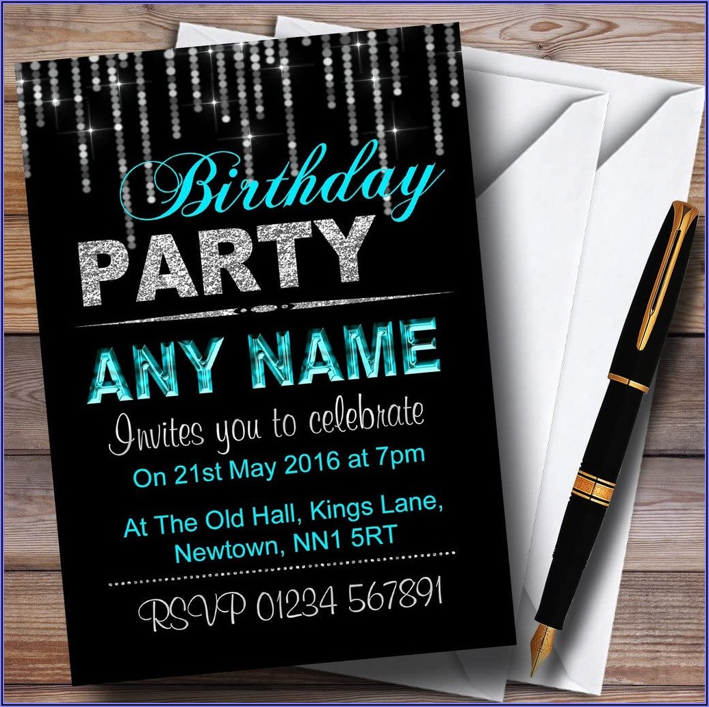 Blue And Silver Birthday Invitations