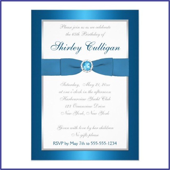 Blue White And Silver Birthday Invitations