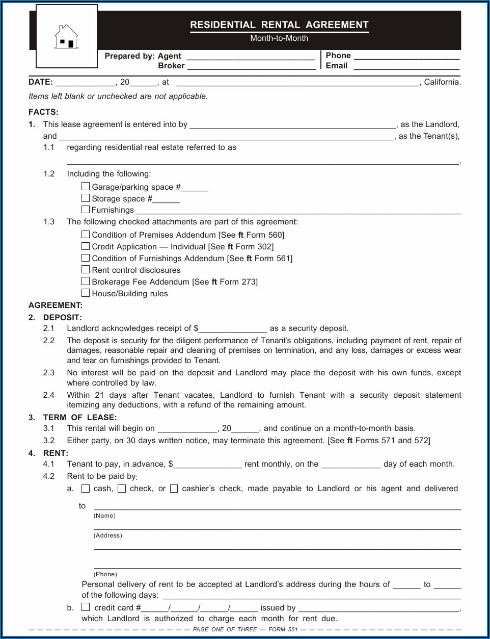California Lease Agreement Form 2.1