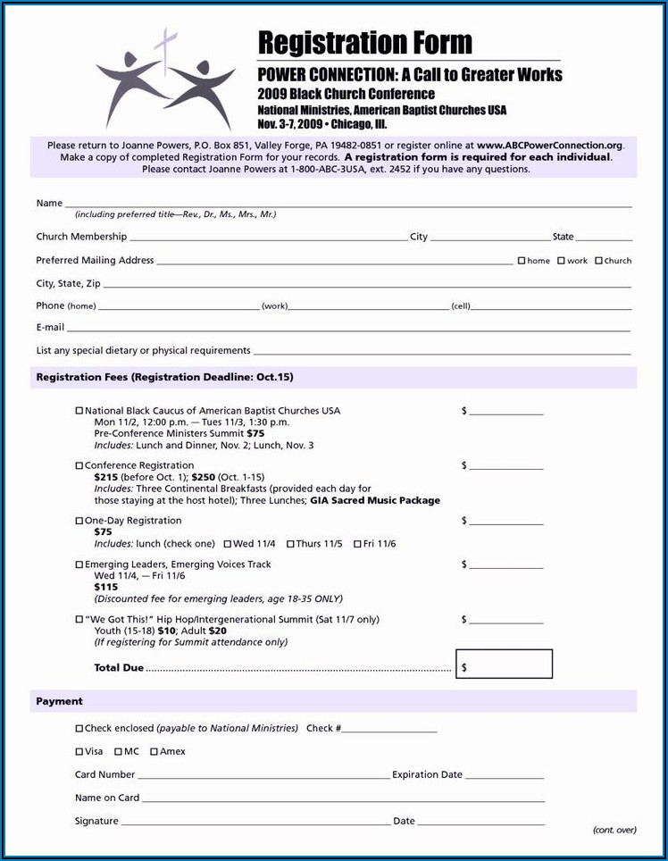 Camp Registration Form Template Free Download