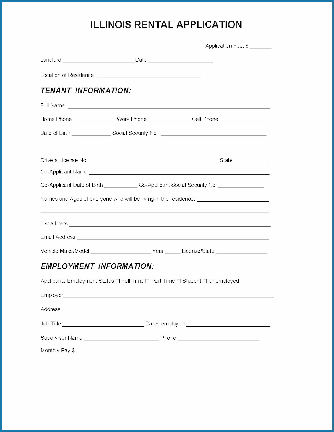 Chicago Apartment Lease Form 2020