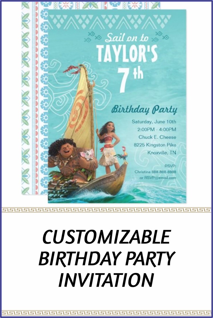 Custom Moana Birthday Invitations