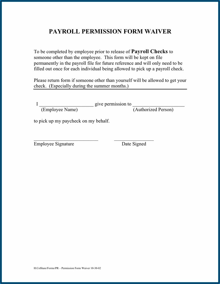 Employee Waiver And Release Form