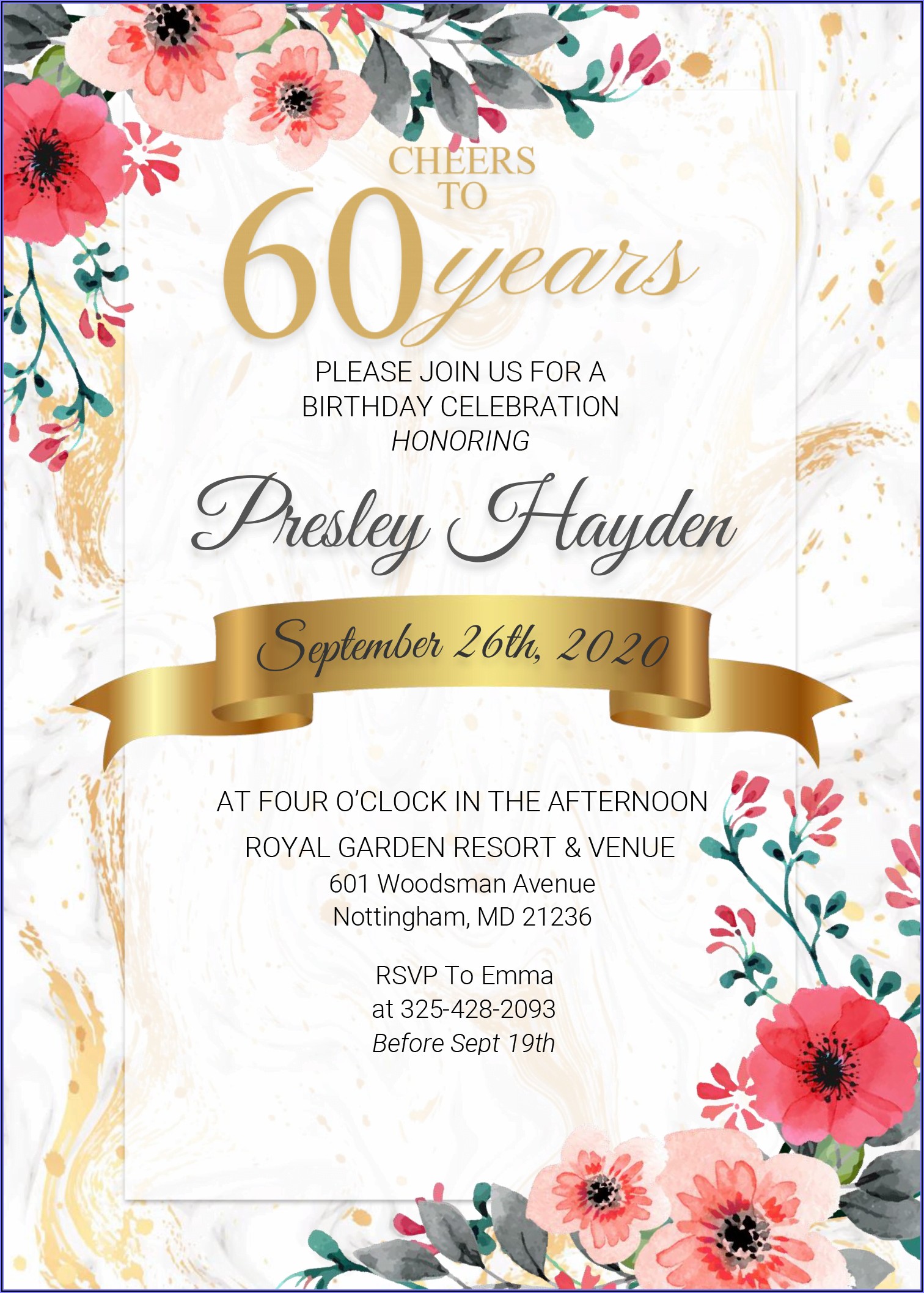 Free 60th Birthday Invitations Female
