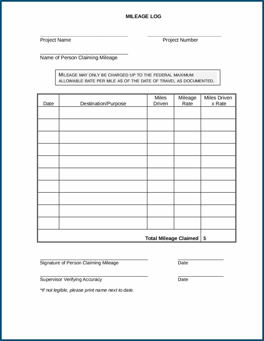 Free Printable Mileage Reimbursement Form