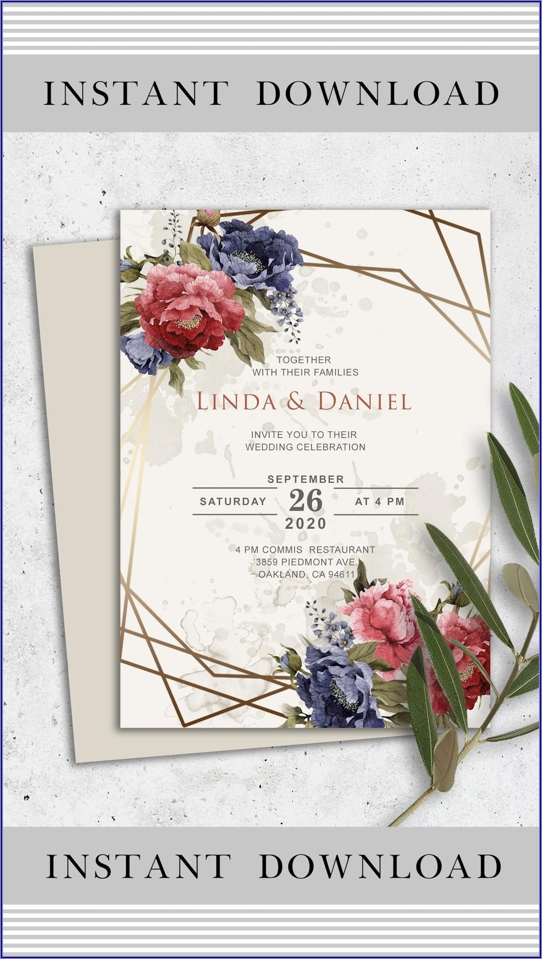 Geometric Floral Wedding Invitation Template