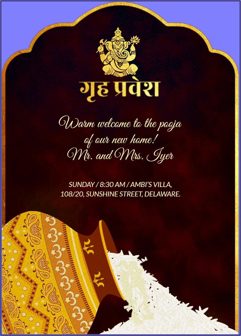 House Warming Ceremony Invitation Cards India