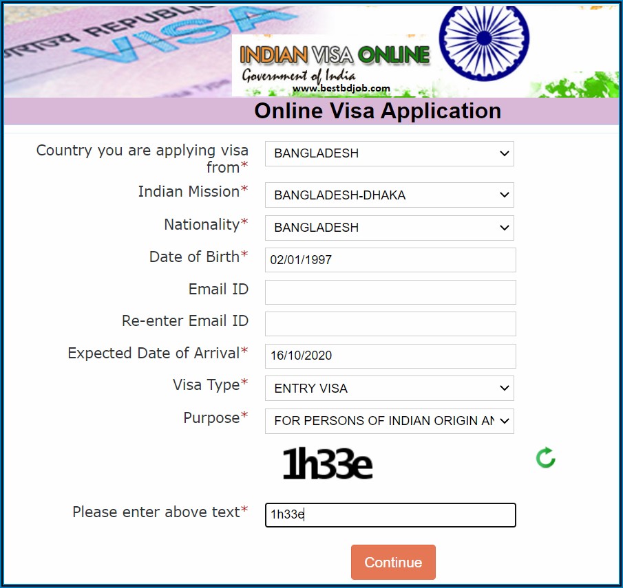 Indian Visa Application Form Bd