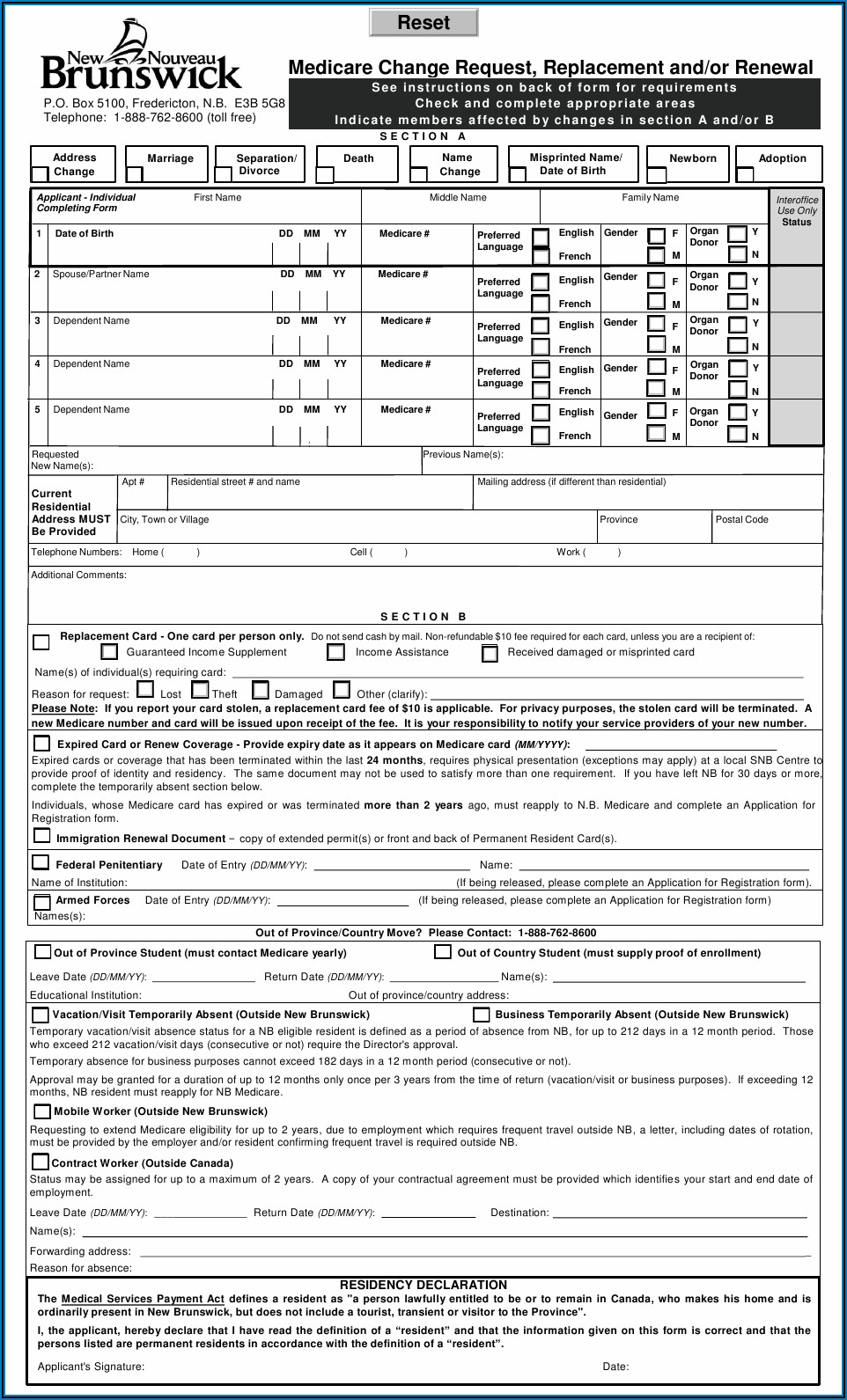 Lost Medicare Card Replacement Form