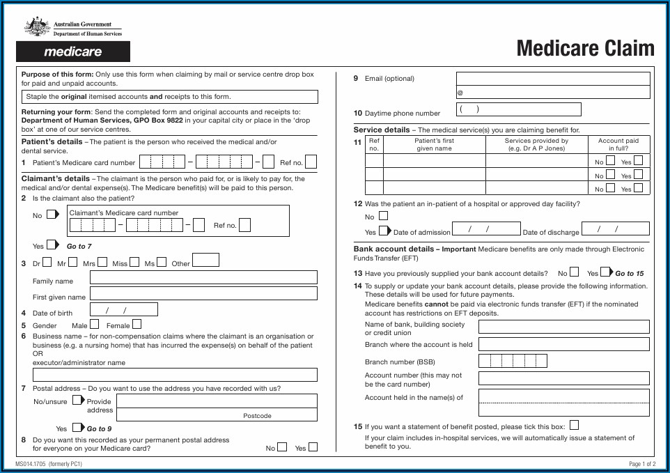 Medicare Online Claim Form Pdf