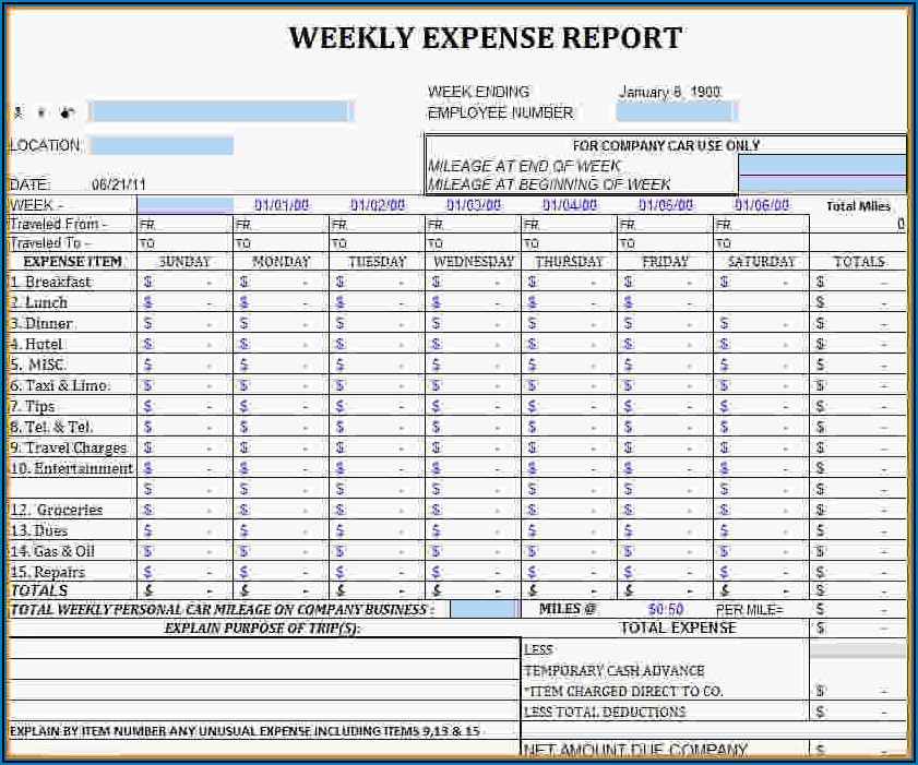 Monthly Expense Report Template Excel Free Download