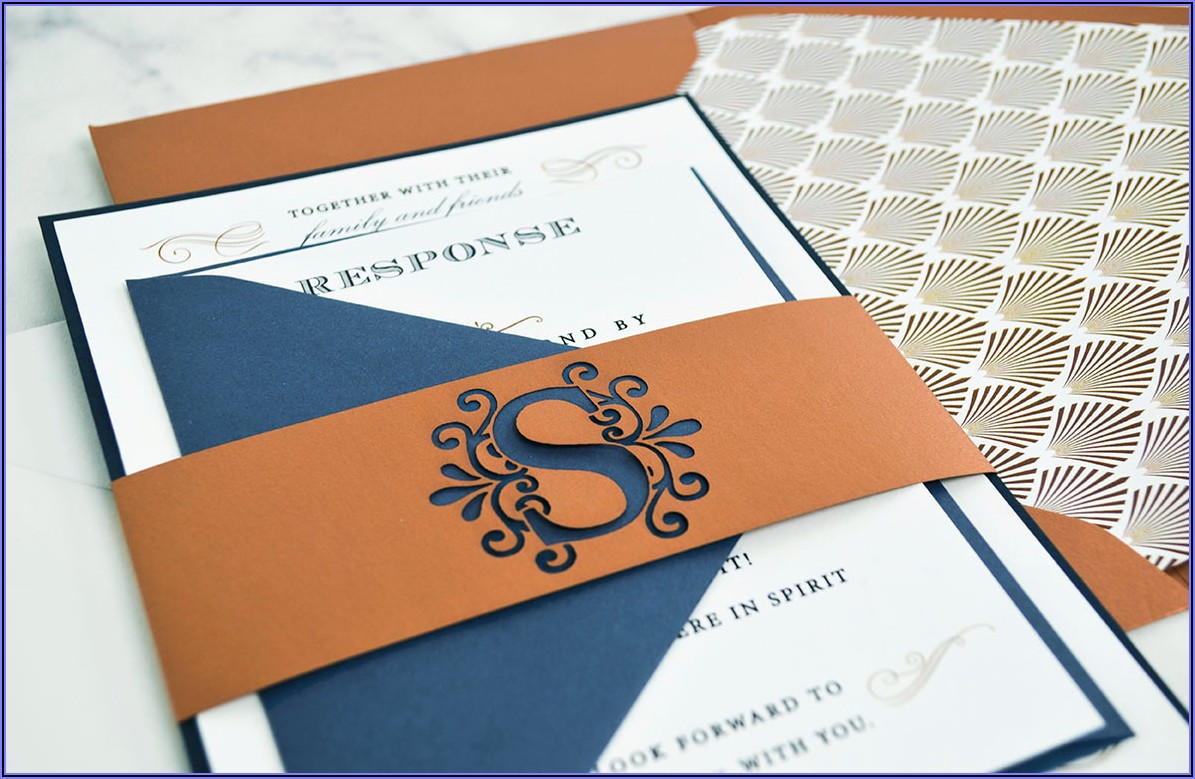 Navy And Copper Wedding Invitations