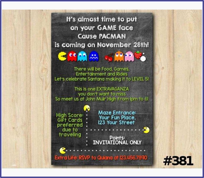 Pac Man Birthday Invitation Templates