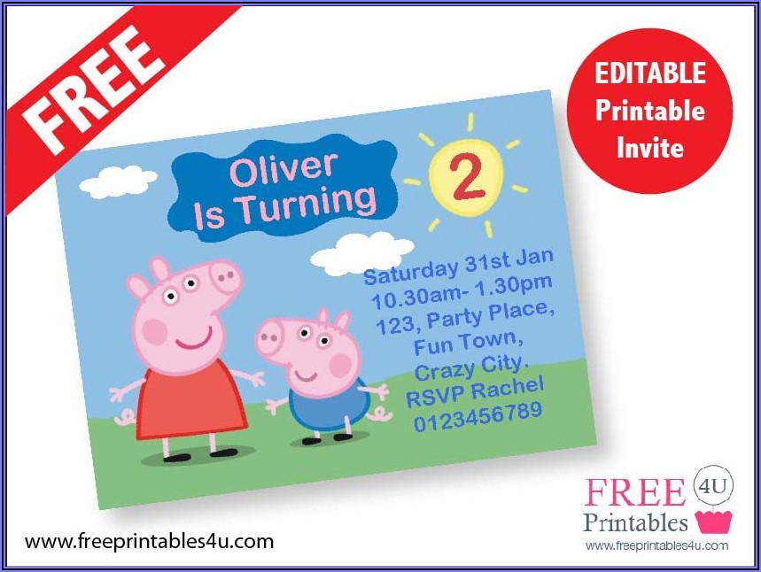 Peppa Pig Invitations Personalised Free