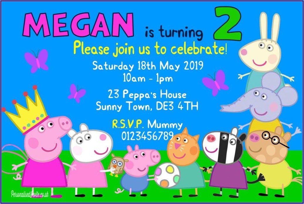Peppa Pig Personalised Invitations
