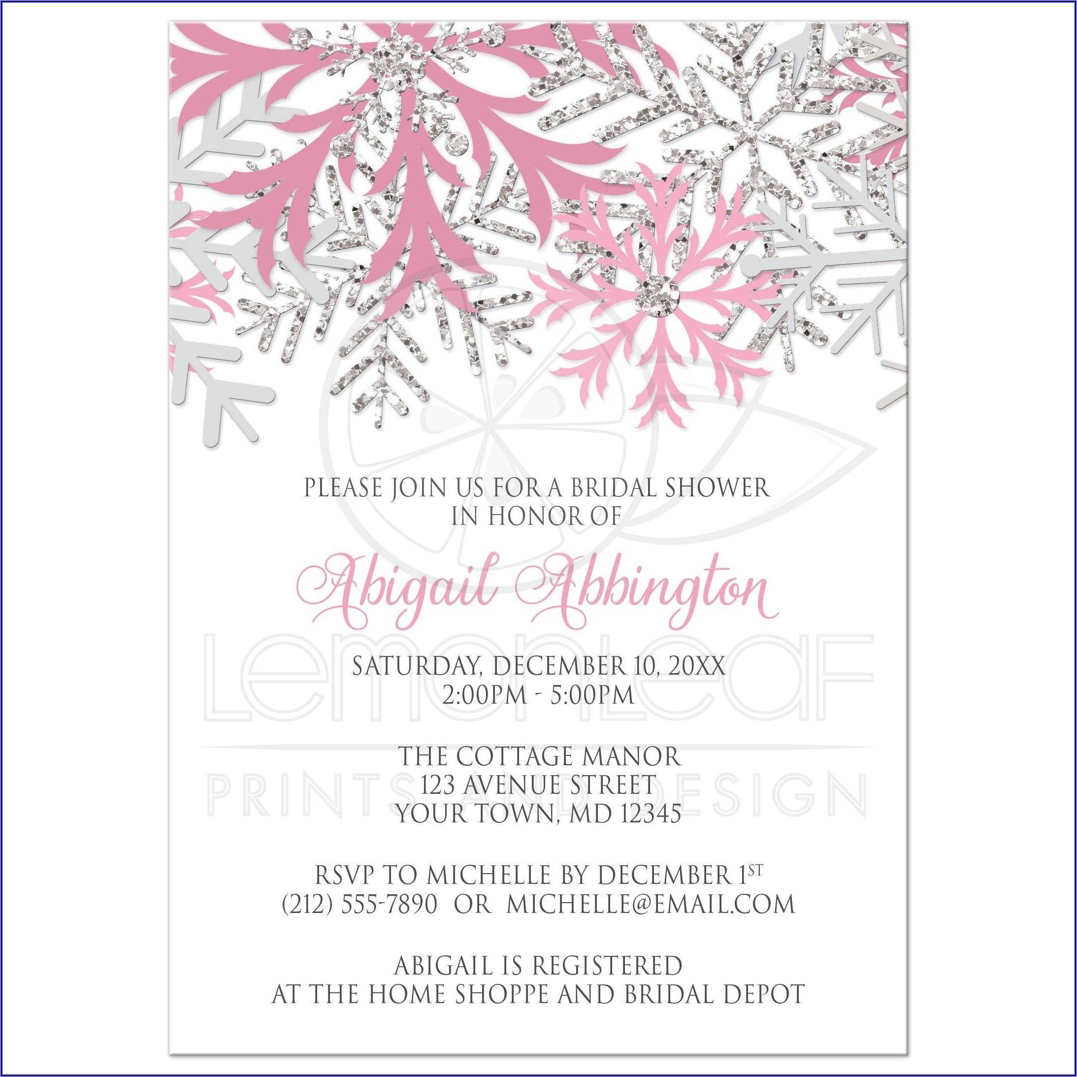 Pink And Silver Bridal Shower Invitations