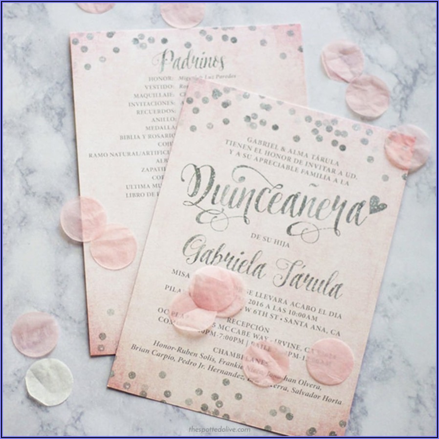 Pink And Silver Quinceanera Invitation Templates