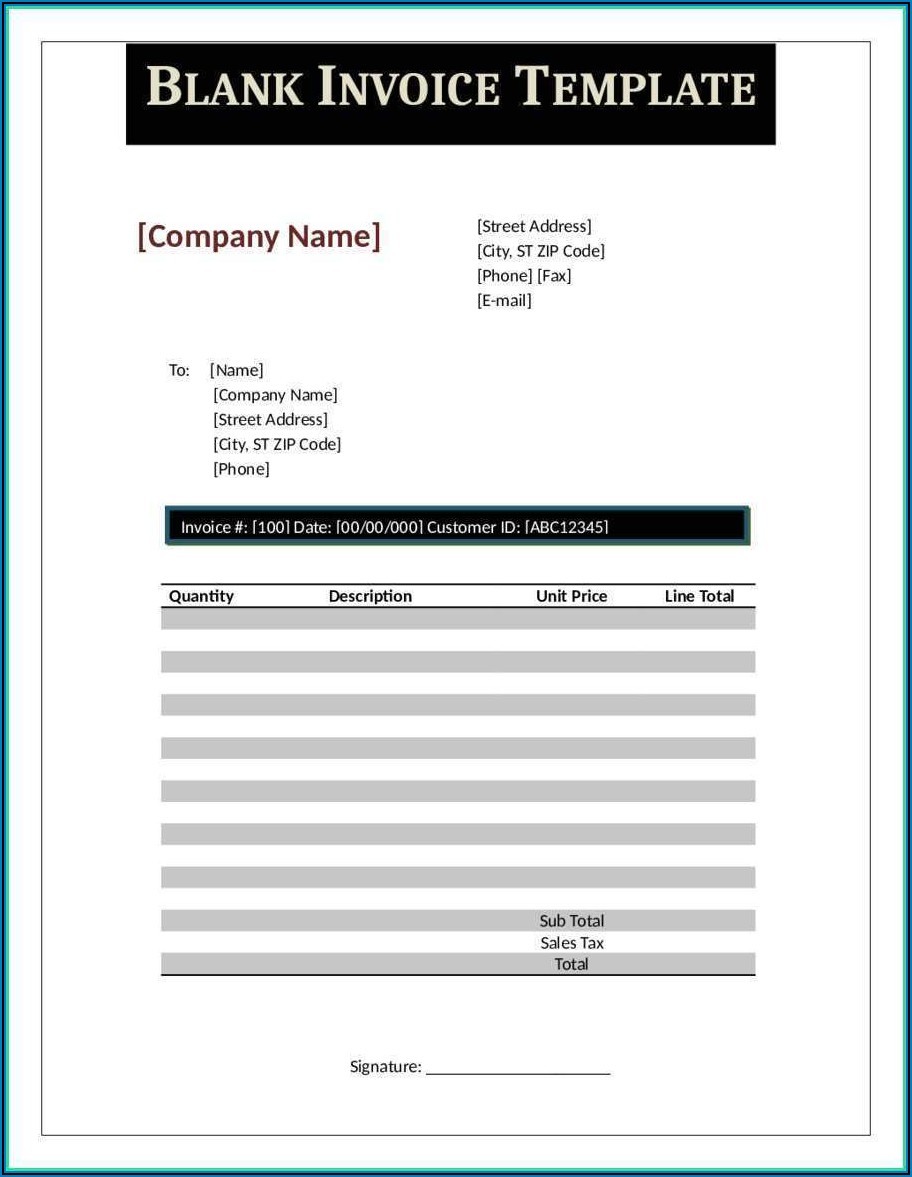 Printable Blank Invoice Forms