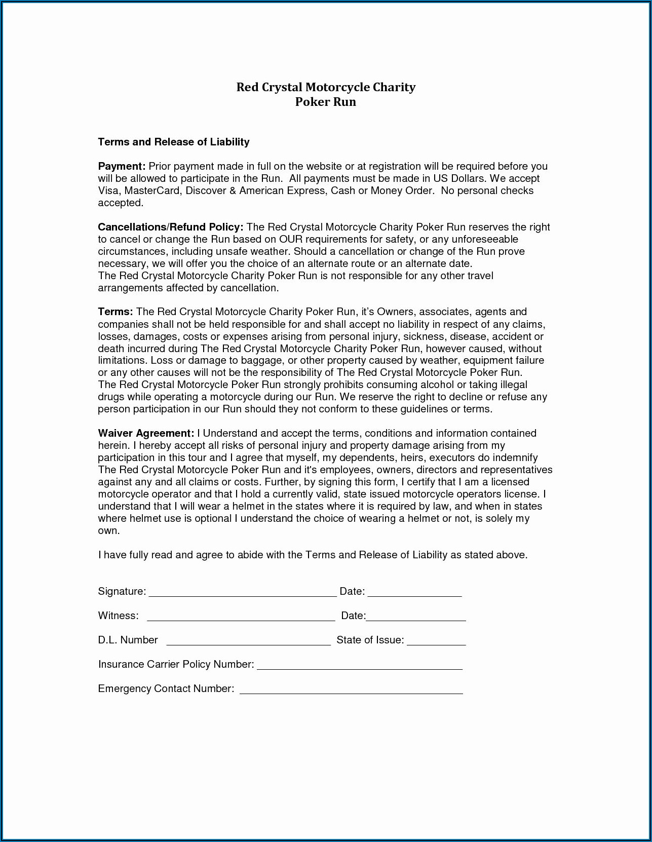 Renters Insurance Waiver Form