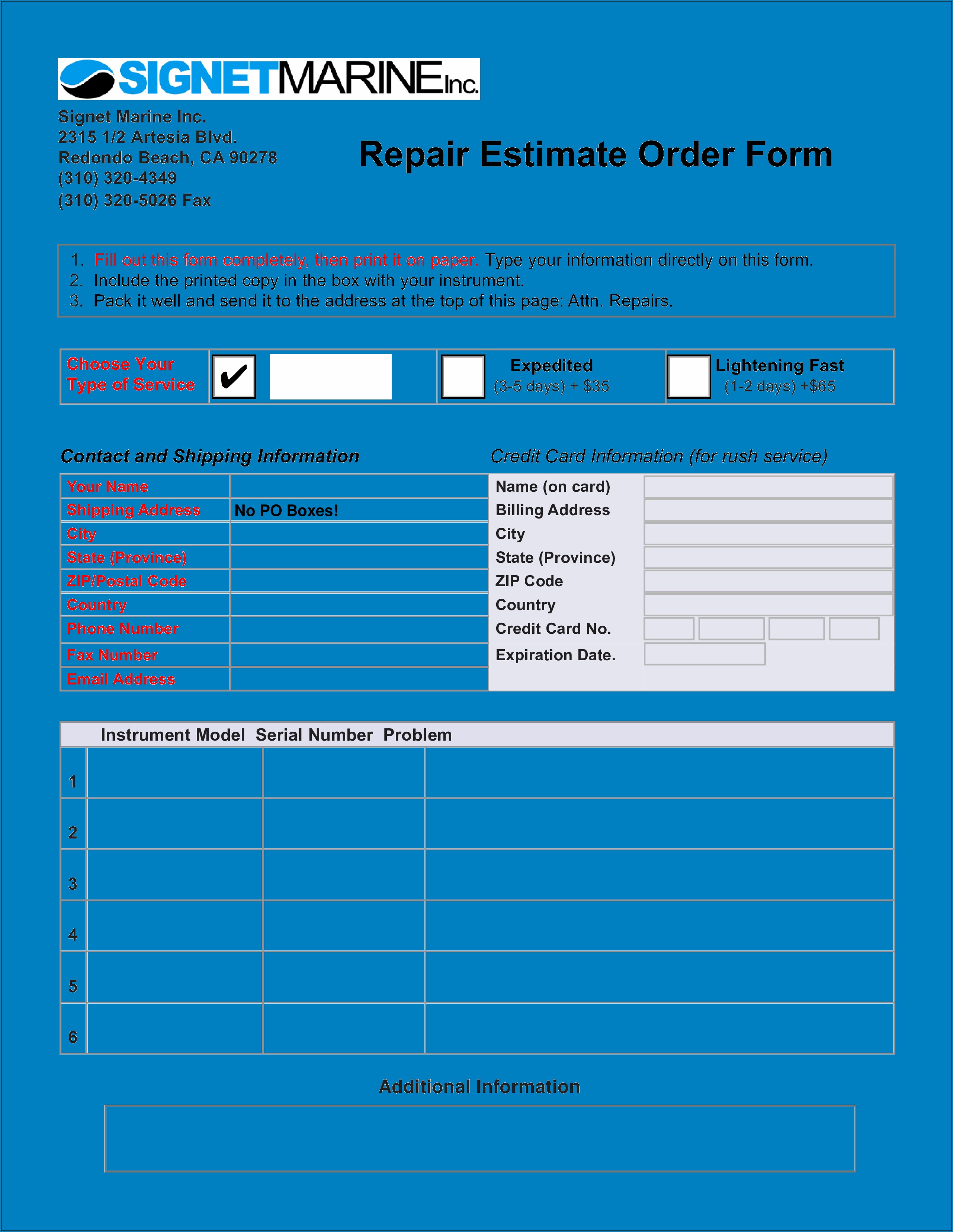 Repair Release Form Template