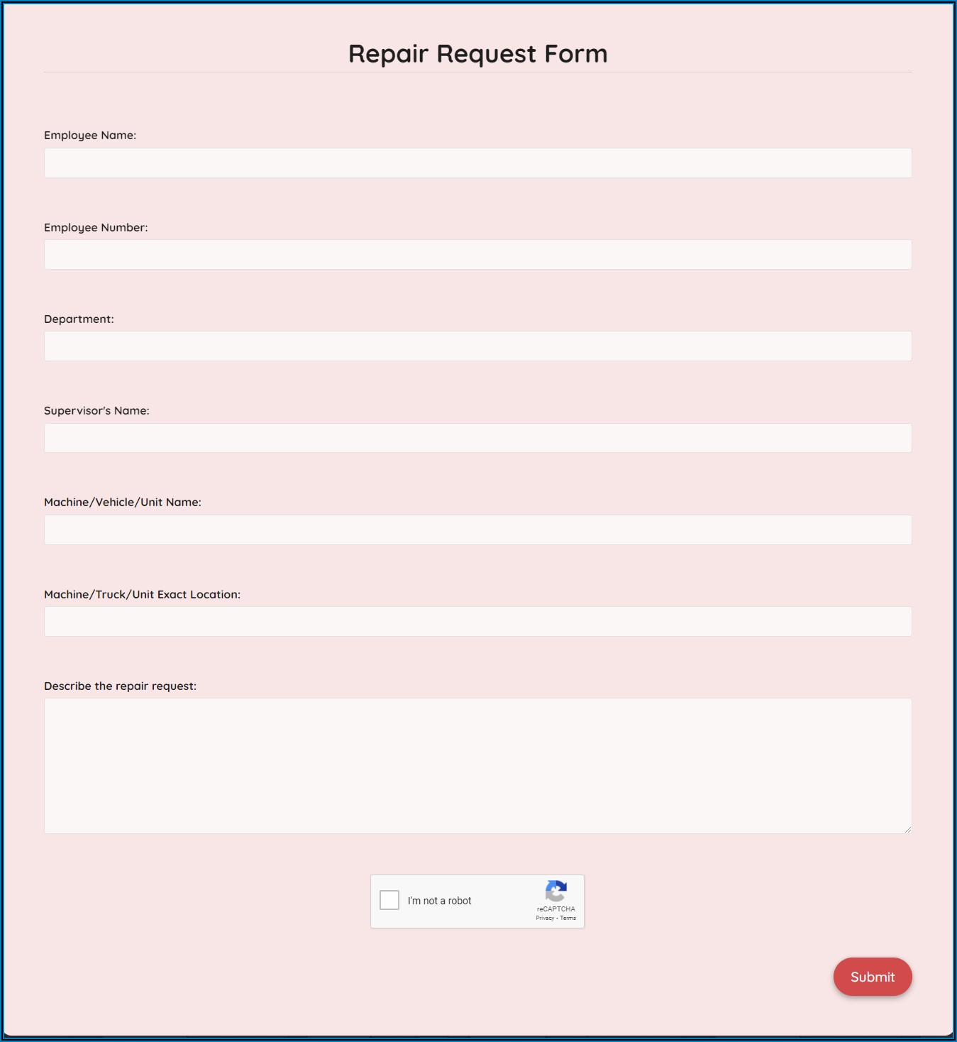 Repair Request Form Template
