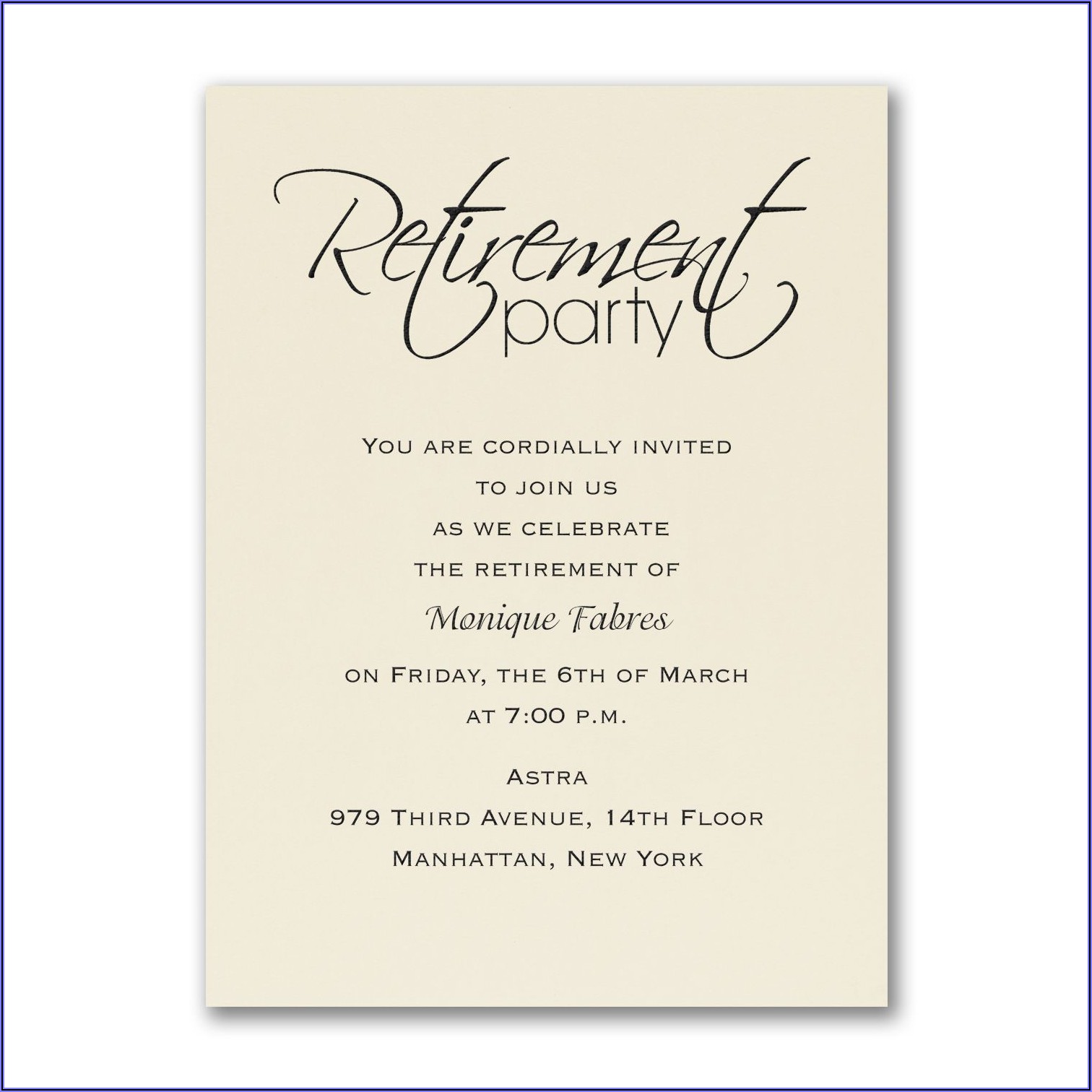Retirement Party Invitation Message In English
