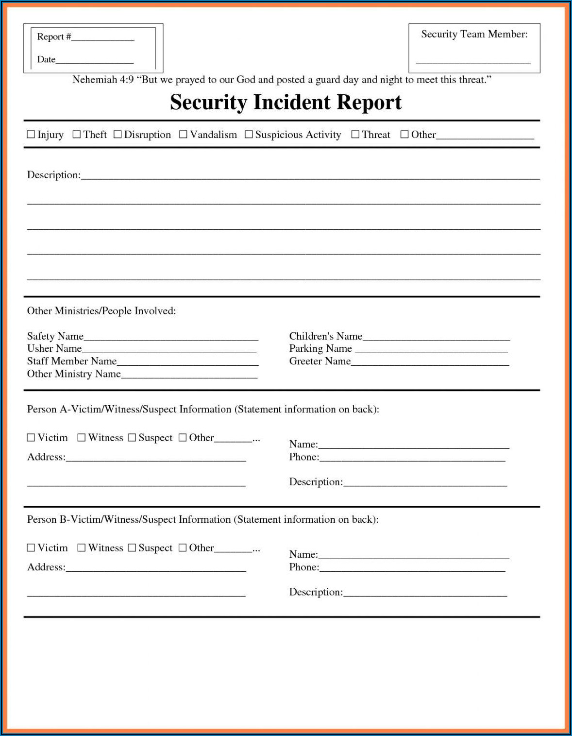 Sample It Incident Report Form Templates
