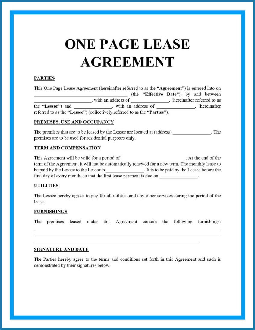 Tenants Lease Agreement Form