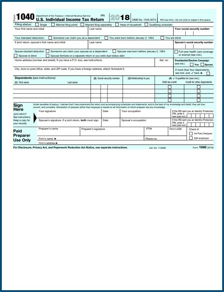 2014 Tax Form 1040 Fillable