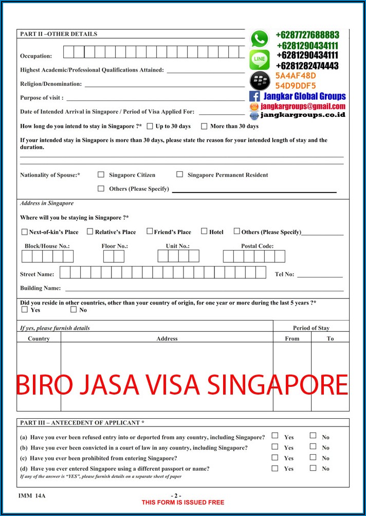 Application Form For China Visa In Singapore