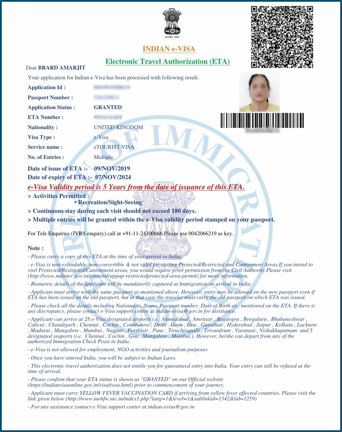 Application Form For Indian Visa From Canada