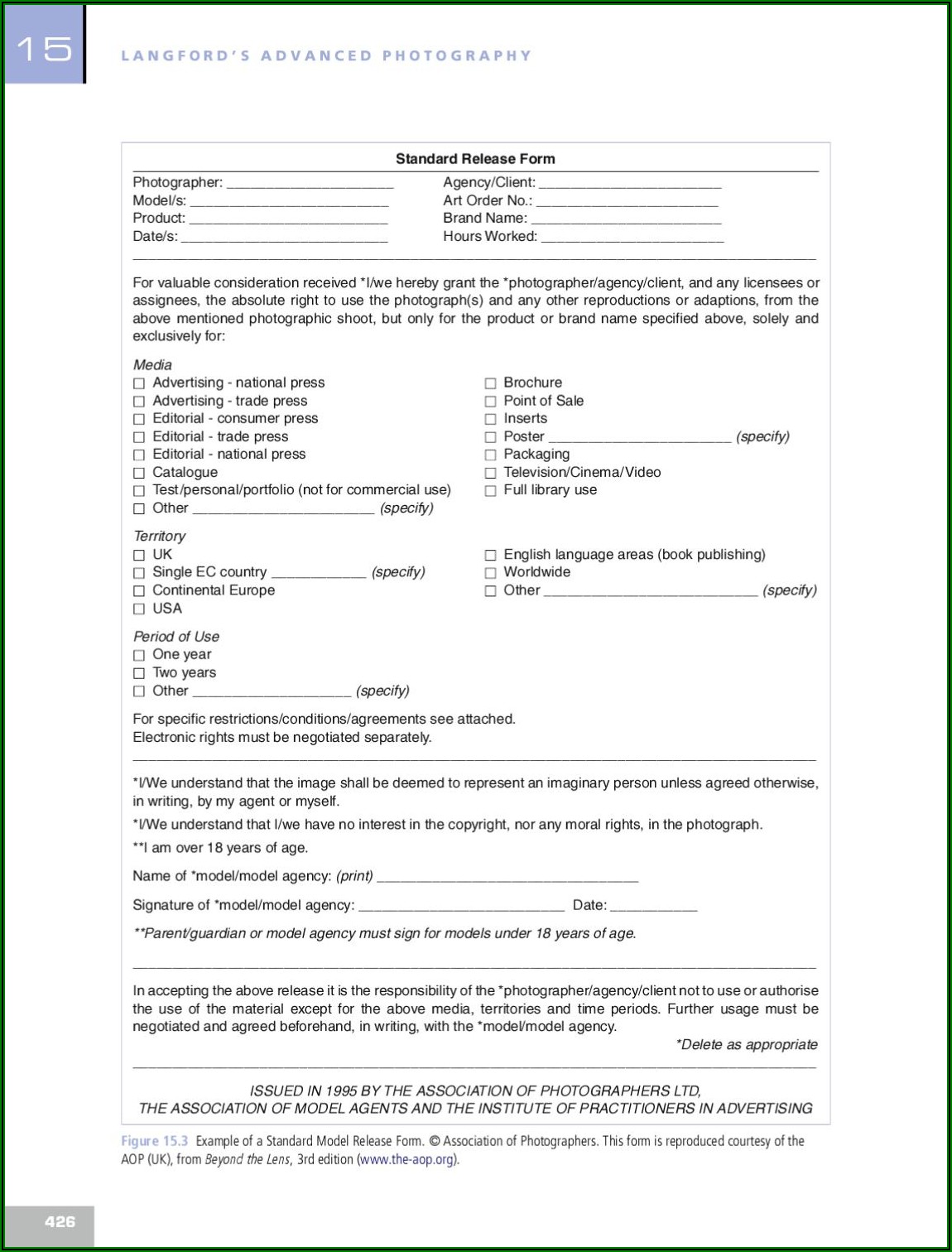 Association Of Photographers Model Release Form