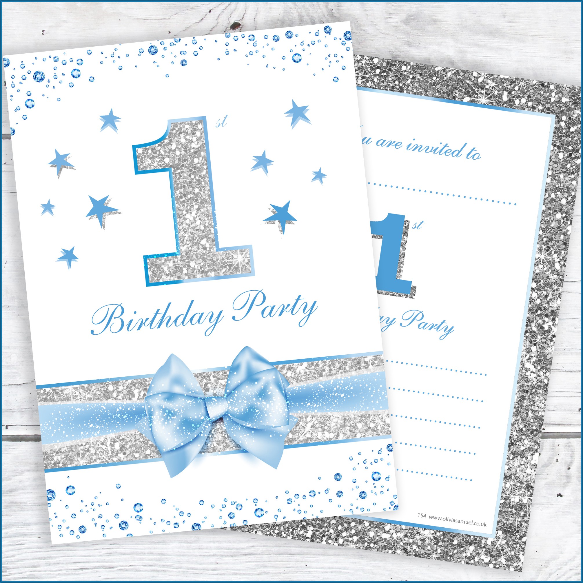 Blue 1st Birthday Invitations Boy