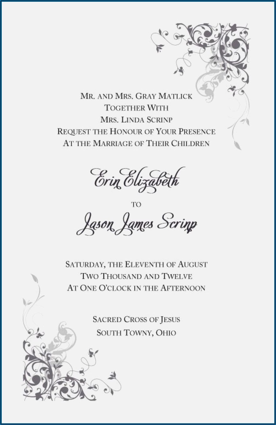 Catholic Wedding Invitation Cards Samples