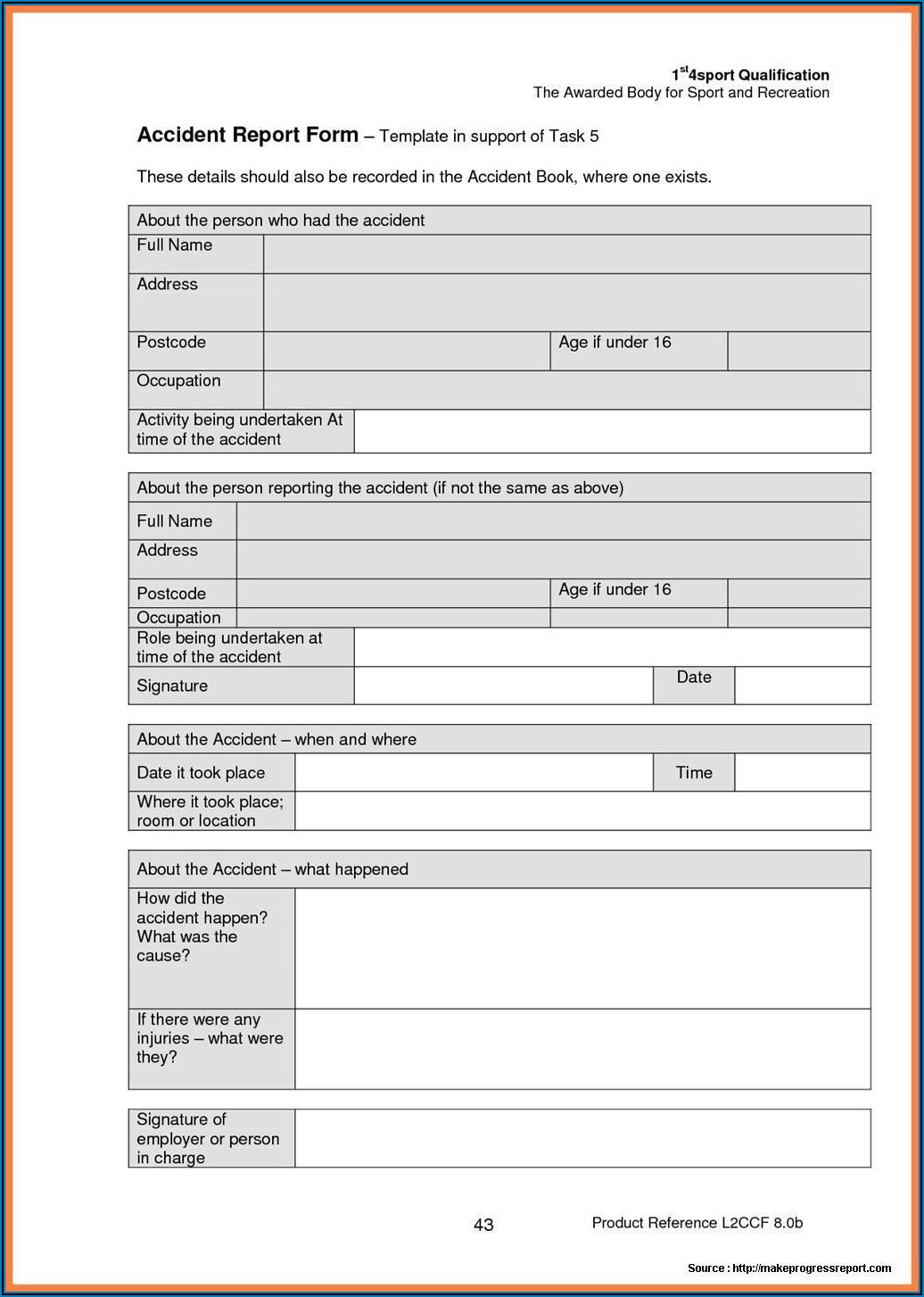 Construction Site Accident Report Form Template