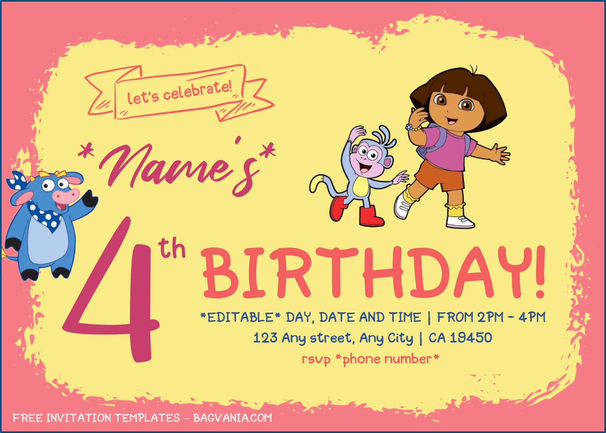 Dora The Explorer Birthday Invitation Templates Free