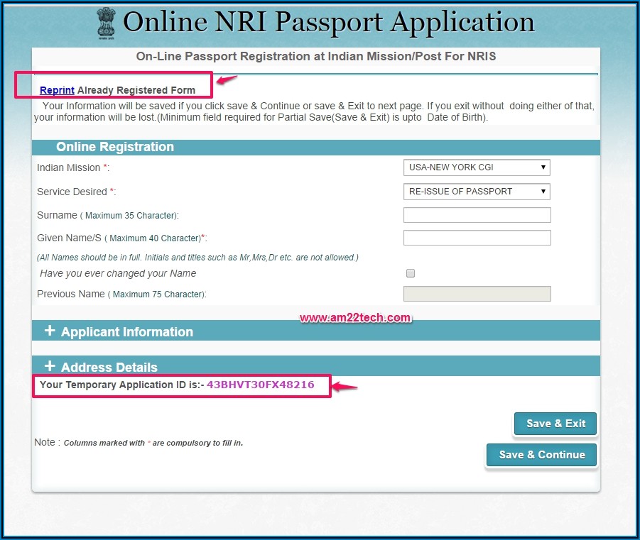 Form To Renew Indian Passport In Usa
